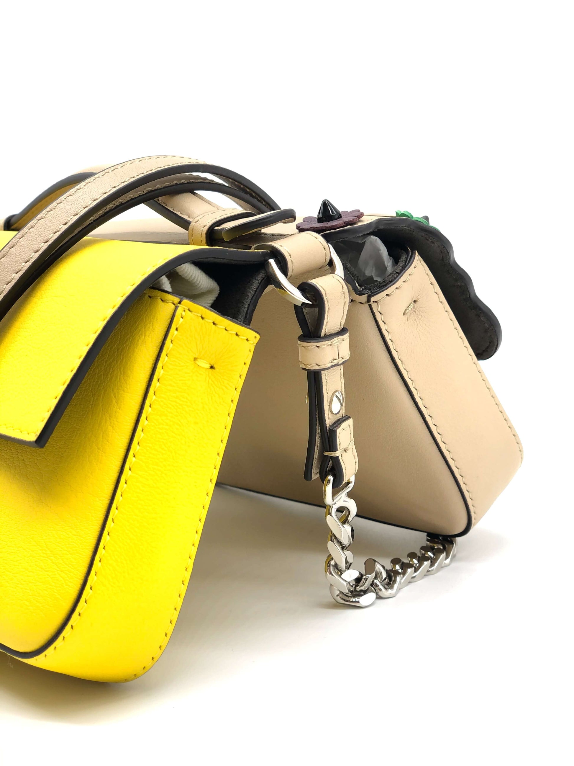 Fendi Beige/Yellow Double Micro Baguette Bag