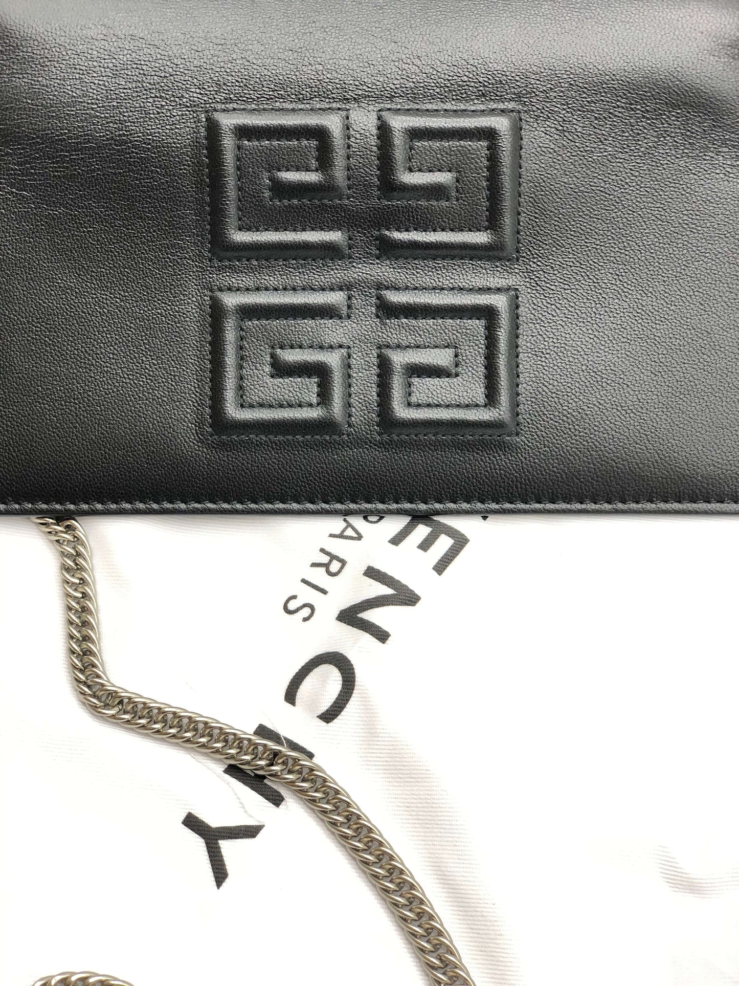 Givenchy Black Logo Embossed Small Leather Bag