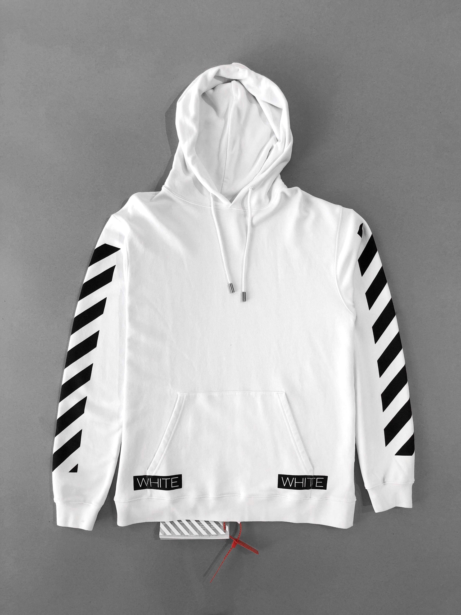 Off White Blue Collar White Hoodie Sweatshirt SS18 Collection