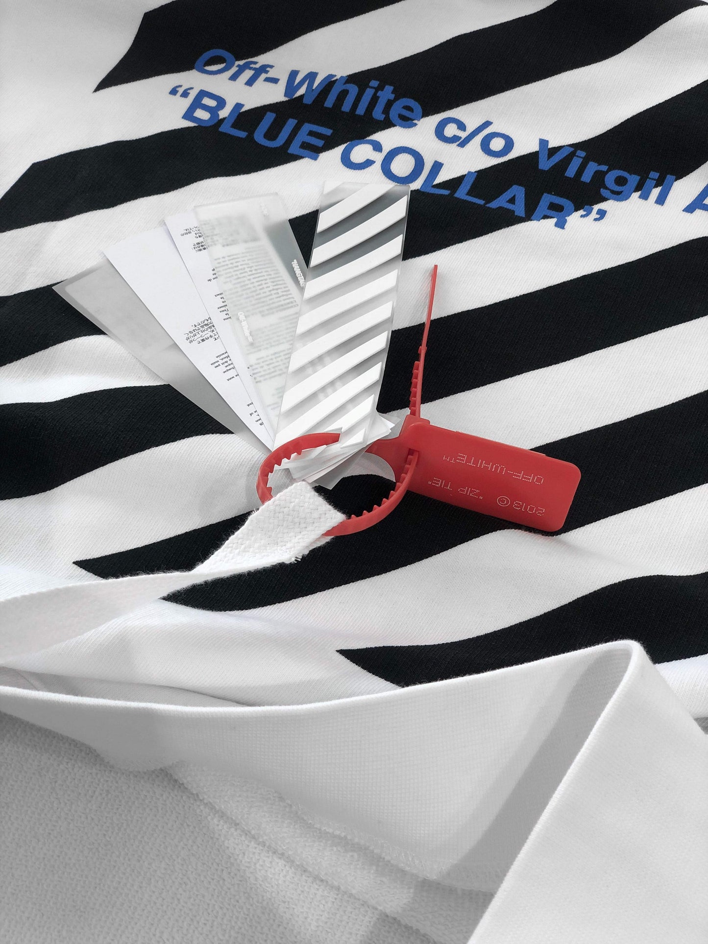 Off White Blue Collar White Hoodie Sweatshirt SS18 Collection