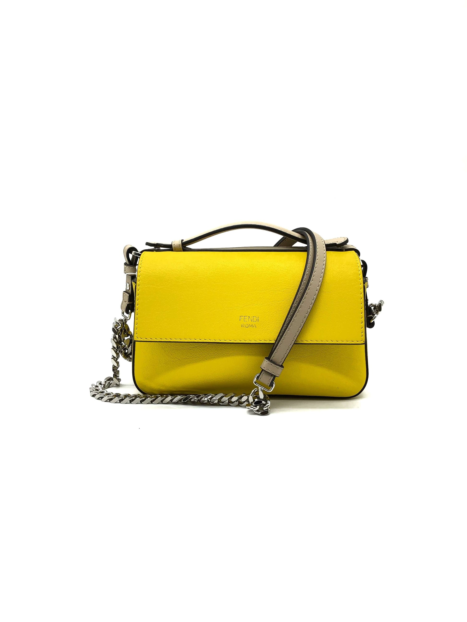 Fendi Beige/Yellow Double Micro Baguette Bag