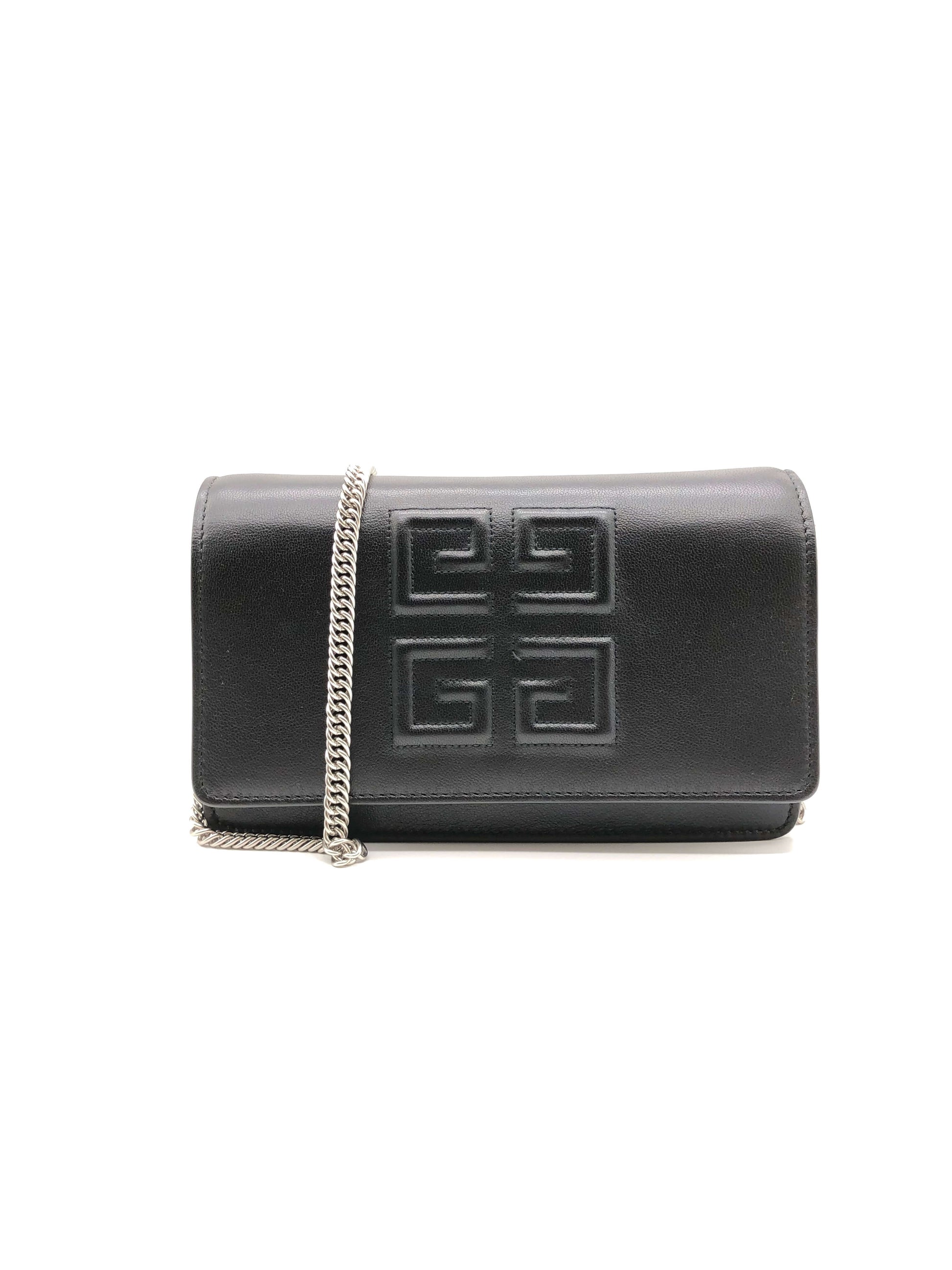 Givenchy Black Logo Embossed Small Leather Bag