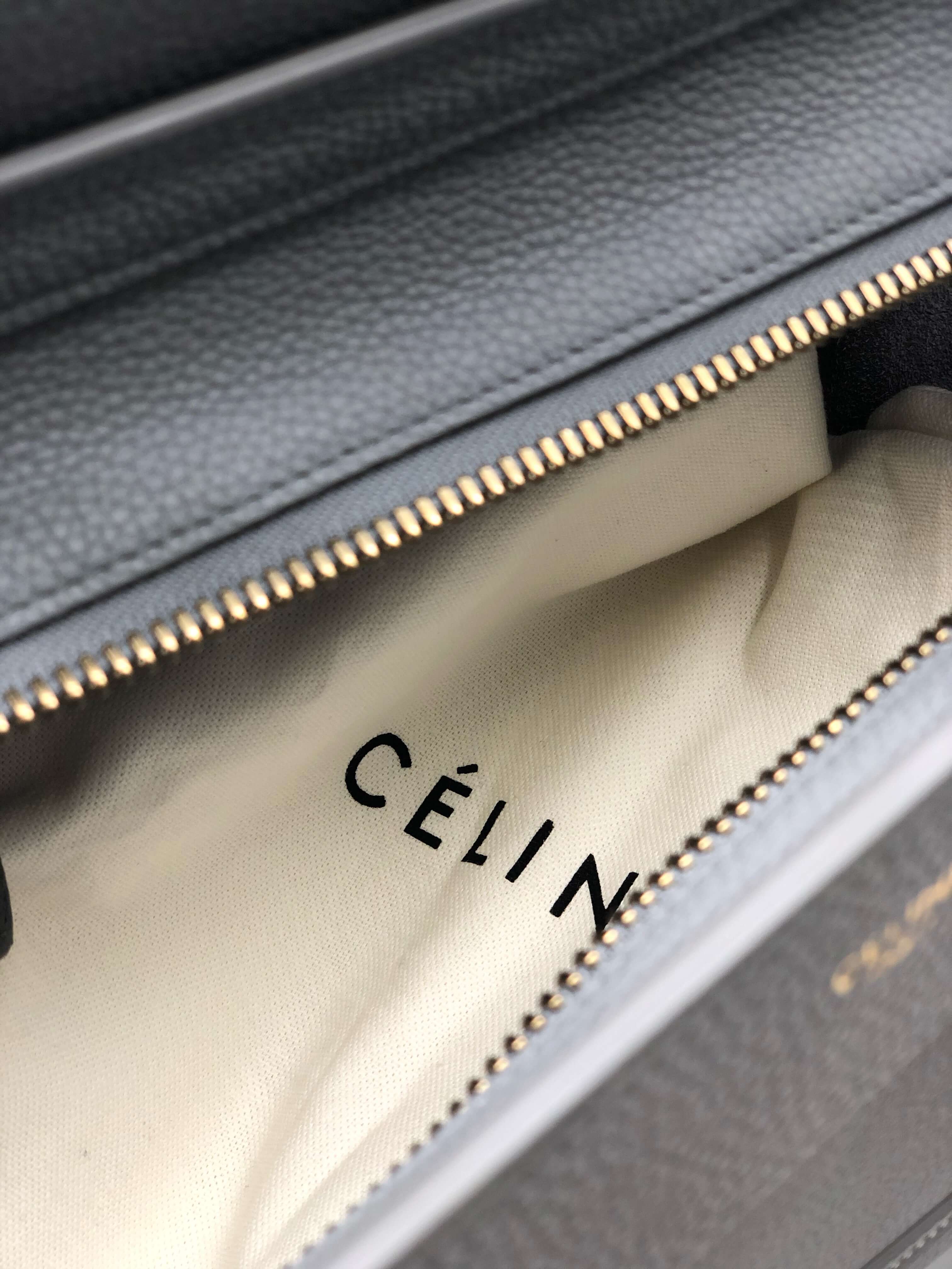 Celine micro luggage outlet handbag in drummed calfskin