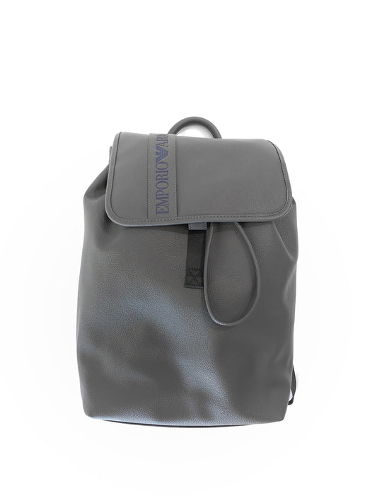 Emporio Armani Logo Embossed Backpack Grey