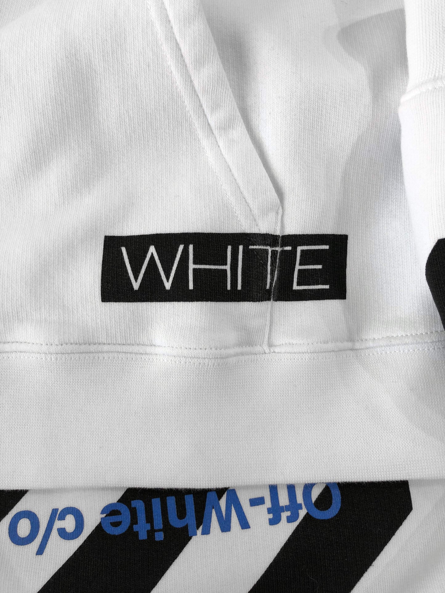 Off White Blue Collar White Hoodie Sweatshirt SS18 Collection
