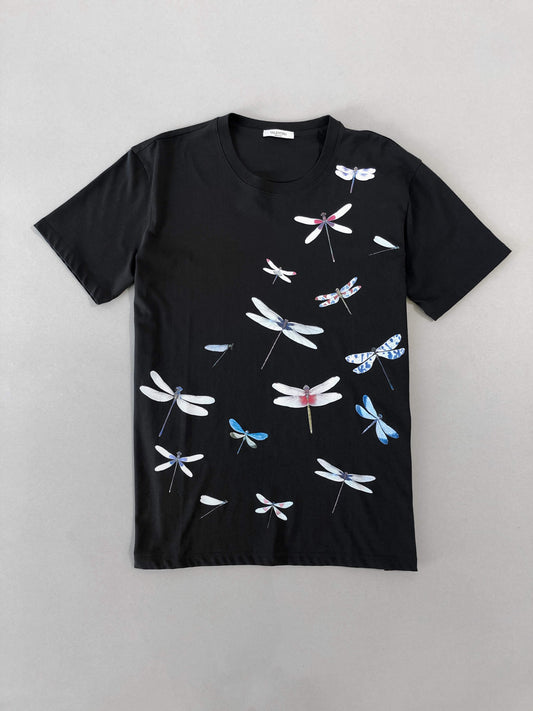 Valentino Dragon Fly Print Black T-shirt